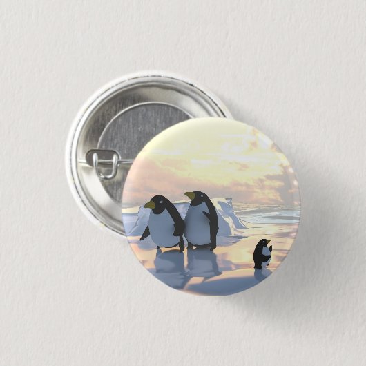 pinguïns die op een ijsgang koelen ronde button 3,2 cm (Voorkant /achterkant)
