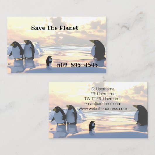 pinguïns die op een ijsgang koelen visitekaartje (Voorkant / Achterkant)