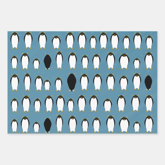 Pinguïns die papierbladen overvullen inpakpapier vel (Voorkant)