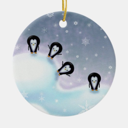 Pinguïns die plezier hebben Kerst Ornament (Voorkant)