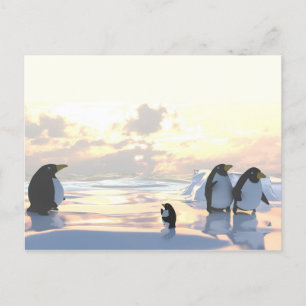 pinguïns die zich ontspannen op een ijsschots feestdagenkaart