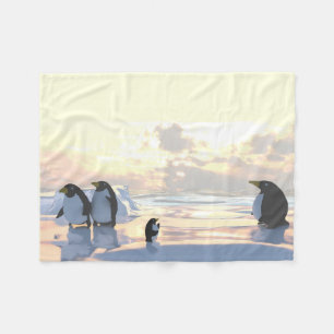 pinguïns die zich ontspannen op een ijsschots fleece deken