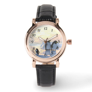 pinguïns die zich ontspannen op een ijsschots horloge