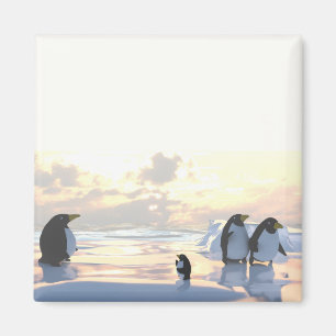pinguïns die zich ontspannen op een ijsschots magneet