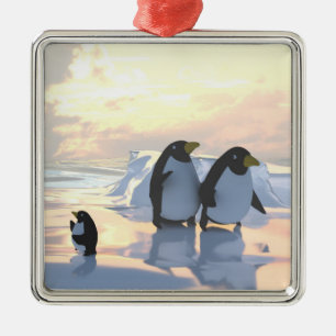 pinguïns die zich ontspannen op een ijsschots metalen ornament