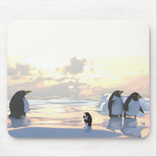 pinguïns die zich ontspannen op een ijsschots muismat