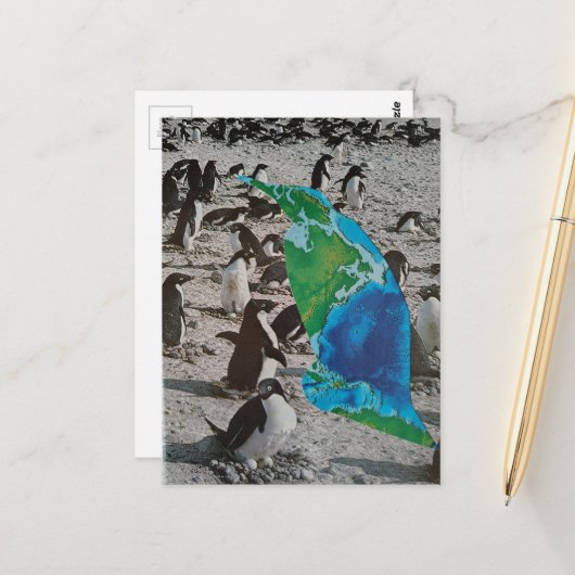 Pinguïns dieren collage briefkaart (Voorkant / Achterkant in situ)