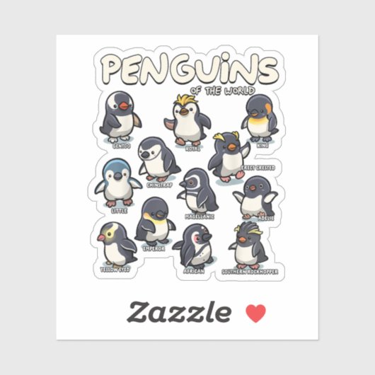 Pinguïns Dieren van de Wereld Pinguïn Liefde Sticker (Vel)