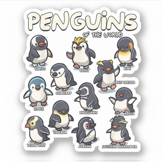 Pinguïns Dieren van de Wereld Pinguïn Liefde Sticker (Voorkant)