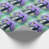 Pinguïns en baby verjaardag cadeaupapier (Hoek)