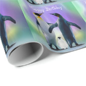 Pinguïns en baby verjaardag cadeaupapier (Rol Hoek)