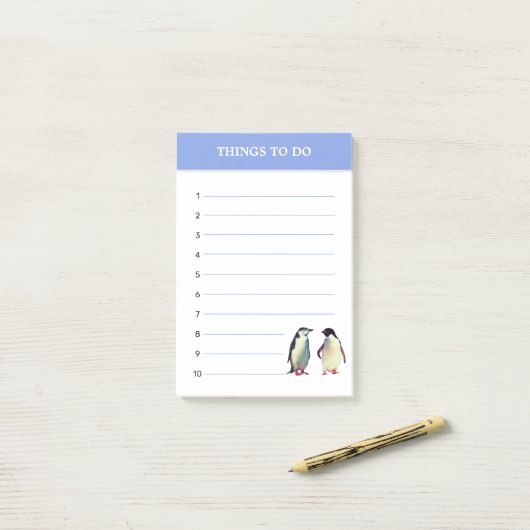 Pinguïns en bewerkbare dingen om te doen post-it® notes (Op bureau)