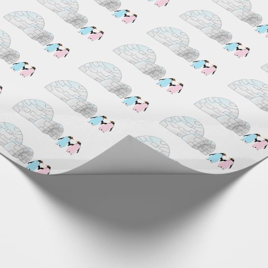 Pinguïns en iglo cadeaupapier (Hoek)
