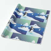 Pinguïns en ijs cadeaupapier (Uitgerold)