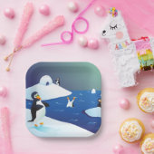 Pinguïns en ijs papieren bordje (Feest)