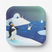 Pinguïns en ijs papieren bordje (Voorkant)