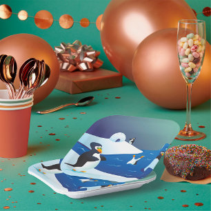 Pinguïns en ijs papieren bordje