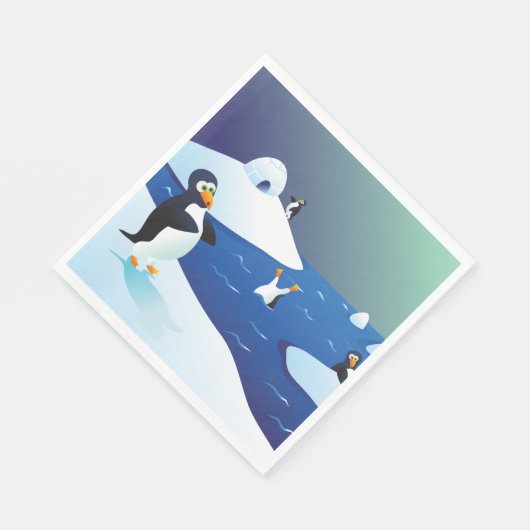 Pinguïns en ijs servet (Hoek)