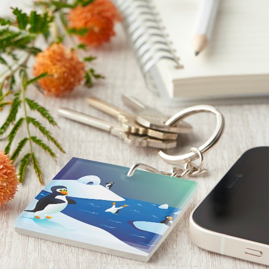 Pinguïns en ijs sleutelhanger