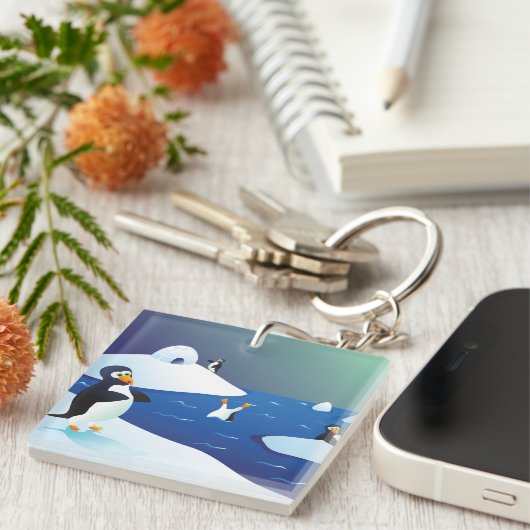 Pinguïns en ijs sleutelhanger (Voorkant Rechts)