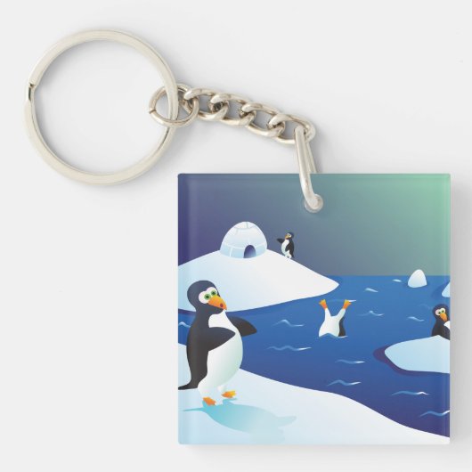 Pinguïns en ijs sleutelhanger (Voorkant)