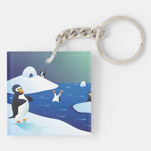 Pinguïns en ijs sleutelhanger (Achterkant)