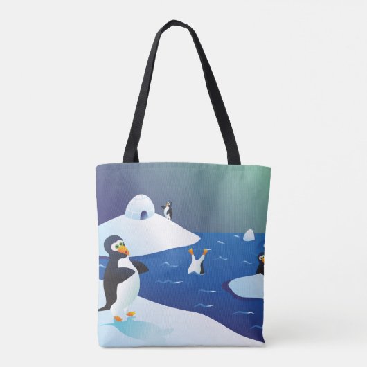 Pinguïns en ijs tote bag (Achterkant)
