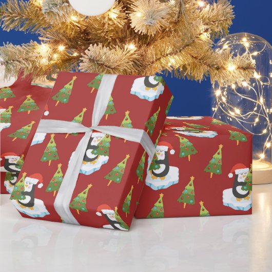 Pinguïns en kerstbomen cadeaupapier (Feestdagen)