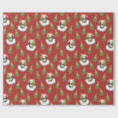 Pinguïns en kerstbomen cadeaupapier (Vlak)