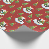 Pinguïns en kerstbomen cadeaupapier (Hoek)