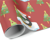 Pinguïns en kerstbomen cadeaupapier (Rol Hoek)