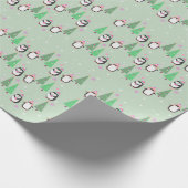 Pinguïns en kerstbomen cadeaupapier (Hoek)