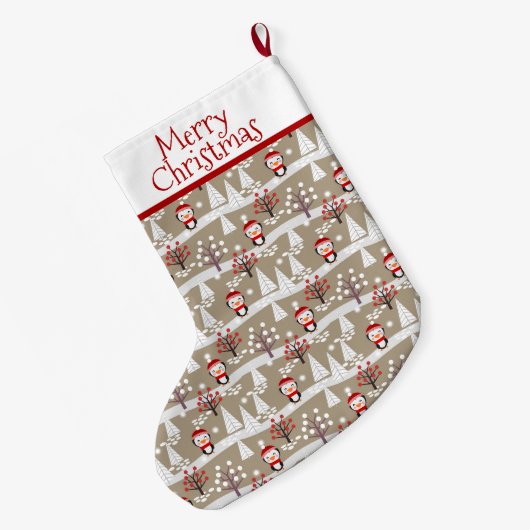 Pinguïns en kerstbomen grote kerstsok (Achterkant (Hangend))