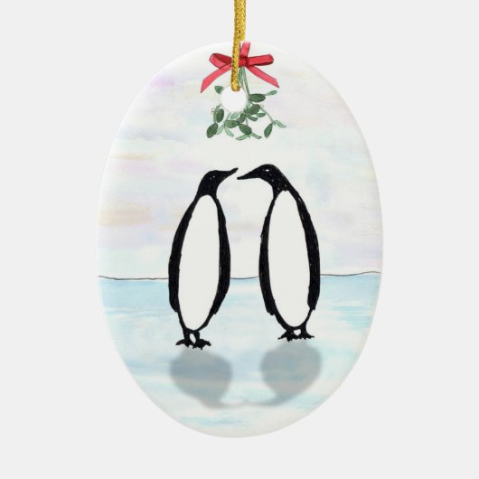 Pinguïns en Mistletoe Holiday Ornament (Voorkant)