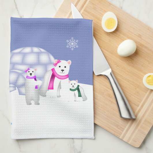 Pinguïns en polaire Beren Day Time Towel Theedoek (Quarter Fold)