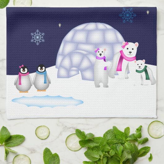 Pinguïns en polaire Beren handdoeken (Gevouwen)