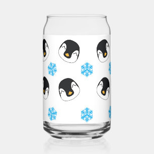 Pinguïns en sneeuwvlokken blikvorm glas