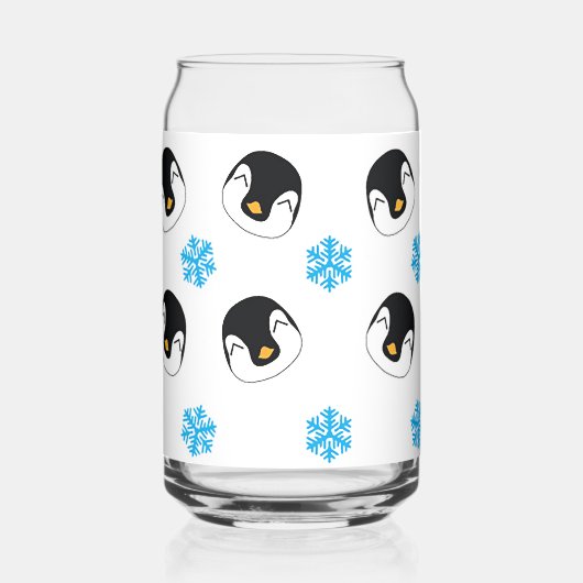 Pinguïns en sneeuwvlokken blikvorm glas (Voorkant)
