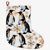 Pinguïns en sneeuwvlokken grote kerstsok (Voorkant)