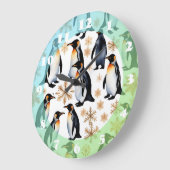 Pinguïns en sneeuwvlokken Kerstmis en Nieuwjaar Grote Klok (Hoek)