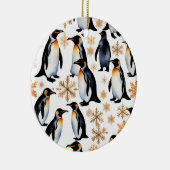 Pinguïns en sneeuwvlokken Kerstmis en Nieuwjaar Keramisch Ornament (Rechts)