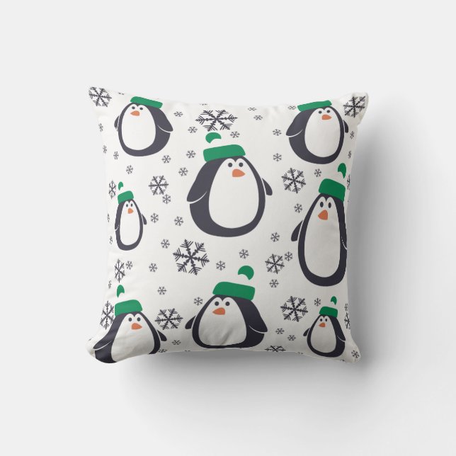 Pinguïns en Sneeuwvlokken Vakantie Kussen (Voorkant)