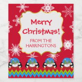 Pinguïns en sneeuwwitjes, kerstwijnetiketten wijn etiket (Enkel label)
