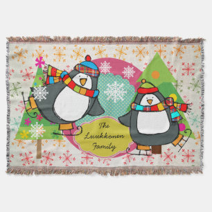 Pinguïns en snowflakes Holiday Throw Deken