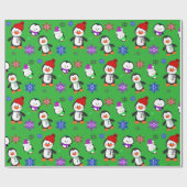Pinguïns en Snowflakes Kute Kerstmis Cadeaupapier (Vlak)