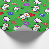 Pinguïns en Snowflakes Kute Kerstmis Cadeaupapier (Hoek)