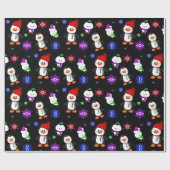 Pinguïns en Snowflakes Kute Kerstmis Cadeaupapier (Vlak)