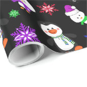 Pinguïns en Snowflakes Kute Kerstmis Cadeaupapier (Rol Hoek)