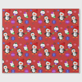 Pinguïns en Snowflakes Kute Kerstmis Cadeaupapier (Vlak)
