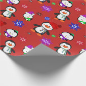 Pinguïns en Snowflakes Kute Kerstmis Cadeaupapier (Hoek)
